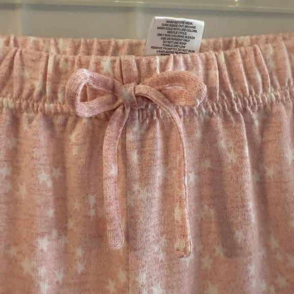 Girls M 8/10 Pajama Set Pink White Stars Pjs Pants Long Sleeve - Picture 4 of 8